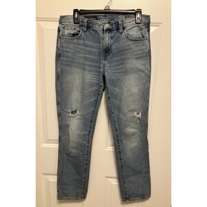 J.Crew Womens Jeans 28 (32X28) Broken in Boyfriend Destroyed Distressed Med Wash
